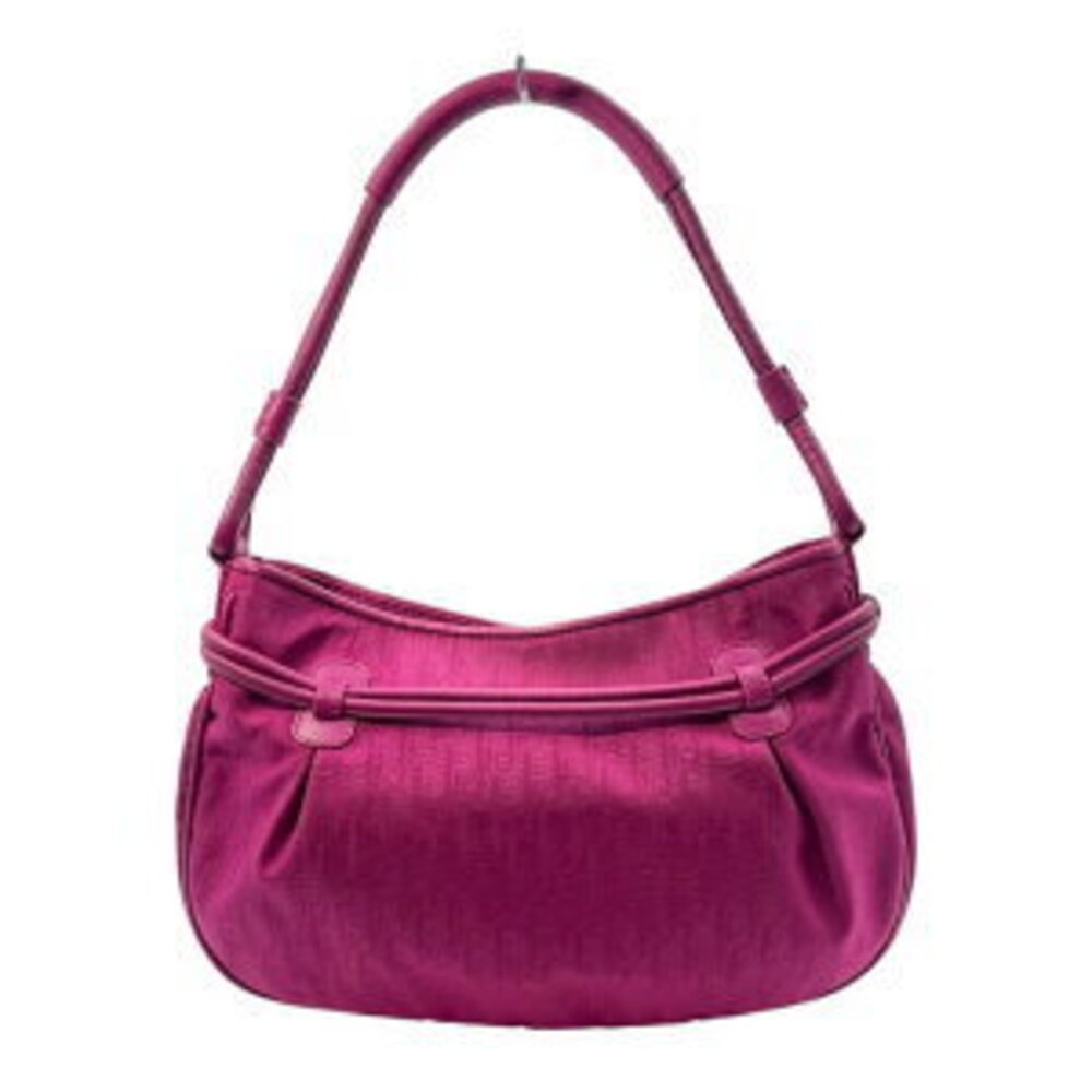 DIOR Trotter Hobo Shoulder Bag Rion Canvas Leather Pink Fuchsia - Picture 2 of 15